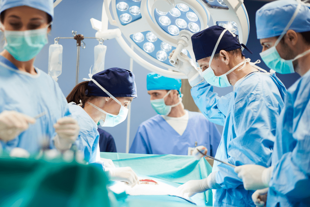 surgical lights in the operating room