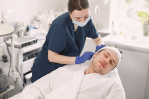 dermatology procedure in chair